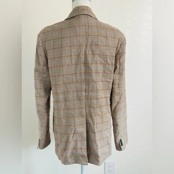 Weekend Max Mara Houndstooth Print Cotton and Linen Blend Blazer Size 16 - Picture 5 of 11